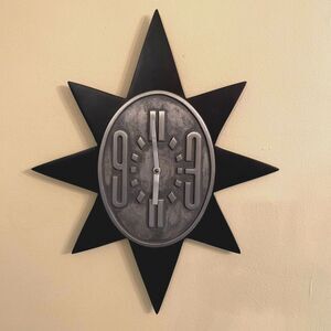 MCM Garage Black Silver Metal Wall Clock Takane Quartz Made in USA Movement‎